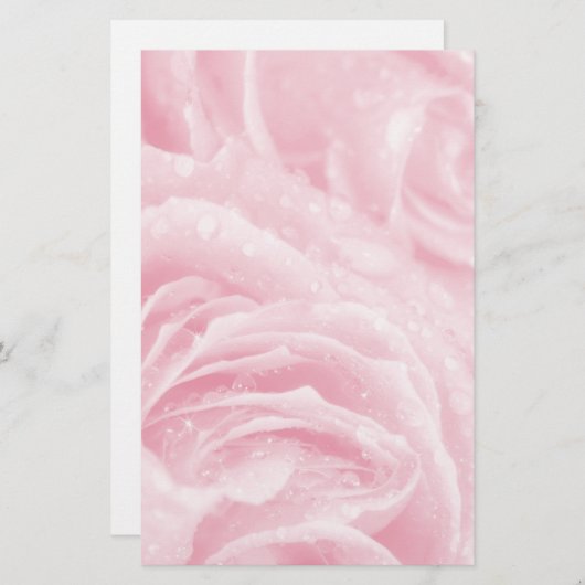 Sparkling Pink Rose Stationery Briefpapier (Vorne/Hinten)