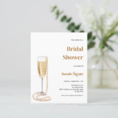 Sparkling Prosecco Perls Bridal Duwer Einladung (Stehend Vorderseite)