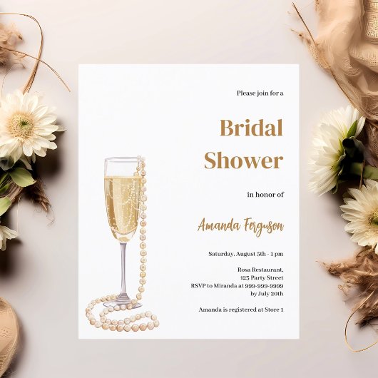 Sparkling Prosecco Perls Bridal Duwer Einladung