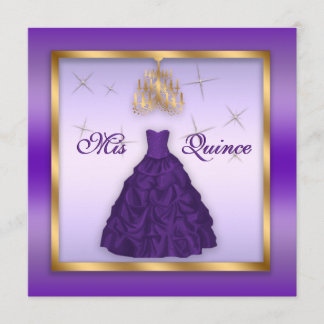 Sparkling Quinceanera Einladen Lila Lavendel Gold Einladung