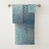 Sparkling Raindrops Aquamarin Aqua Blue Badhandtuch Set (Insitu)