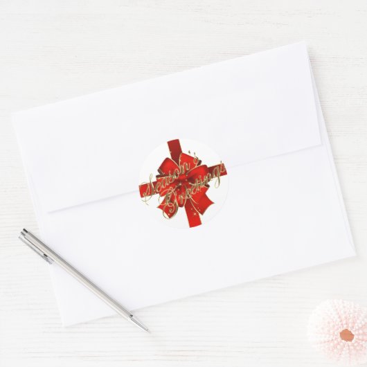 Sparkling Red Bow Season's Greetings Stickers (Umschlag)