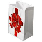 Sparkling Red Bow Season's Grußgeschenktasche Mittlere Geschenktüte (Rückseite Schrägansicht)