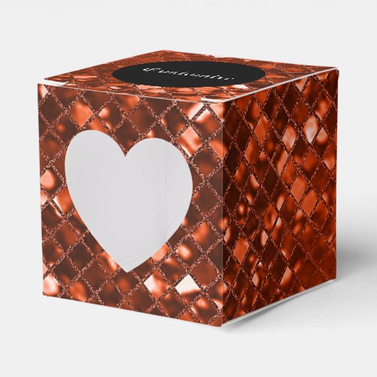 Sparkling Red Mosaic Muster Herz Bevorzugung Box Geschenkschachtel (Vorderseite)