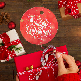 Sparkling Red Star Frohe Weihnachten Geschenkanhänger