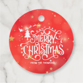 Sparkling Red Star Frohe Weihnachten Geschenkanhänger (Rückseite)