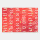 Sparkling Red Star Frohe Weihnachten Geschenkpapier Set (Vorderseite 2)