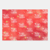 Sparkling Red Star Frohe Weihnachten Geschenkpapier Set (Vorderseite)