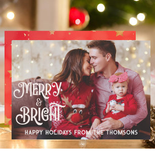 Sparkling Red Star Merry Bright Weihnachten