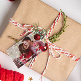 Sparkling Red Star Merry Bright Weihnachten Geschenkanhänger