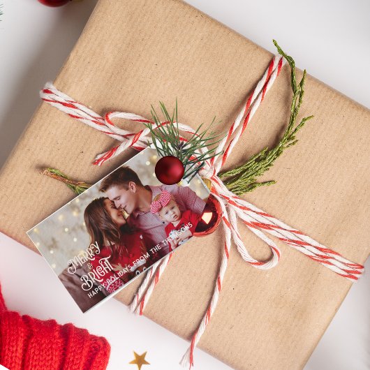 Sparkling Red Star Merry Bright Weihnachten Geschenkanhänger