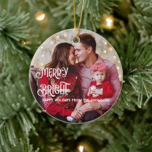 Sparkling Red Star Merry Bright Weihnachten Keramik Ornament