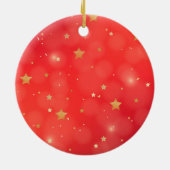 Sparkling Red Star Merry Bright Weihnachten Keramik Ornament (Hinten)