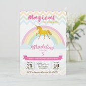Sparkling Regenbogen Einhorn-Geburtstagseinladung Einladung (Stehend Vorderseite)