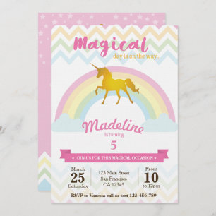 Sparkling Regenbogen Einhorn Geburtstagseinladung Einladung
