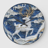 Sparkling Reindeer Christmas Joy Große Wanduhr (Vorderseite)