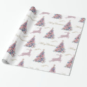 Sparkling Reindeer Pastel Pink Christmas Geschenkpapier (Ungerollt)