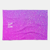 Sparkling Rosa Glitzer Ombre Monogram Initial Nied Geschirrtuch (Horizontal)