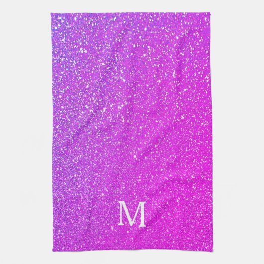 Sparkling Rosa Glitzer Ombre Monogram Initial Nied Geschirrtuch (Vertikal)