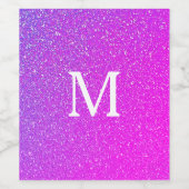 Sparkling Rosa Glitzer Ombre Monogram Initial Nied Weinetikett (Einzelnes Label)