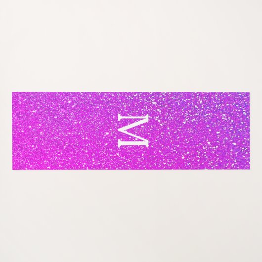 Sparkling Rosa Glitzer Ombre Monogram Initial Nied Yogamatte (Rückseite (Horizontal))