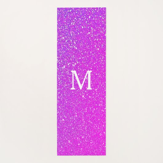 Sparkling Rosa Glitzer Ombre Monogram Initial Nied Yogamatte (Rückseite)