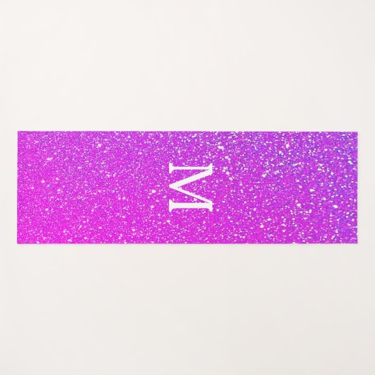 Sparkling Rosa Glitzer Ombre Monogram Initial Nied Yogamatte (Vorderseite (Horizontal))