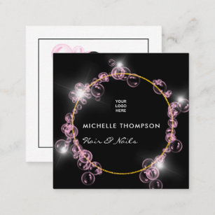 Sparkling Rosa Seife Blase Schönheitssalon Quadratische Visitenkarte