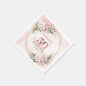 Sparkling Rose Gold Blush Flowers 50th Birthday Serviette (Ecke)