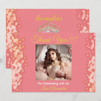 Sparkling Rose Gold Quinceñera Prinzessin Spanisch Dankeskarte