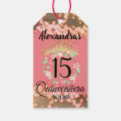 Sparkling Rose Gold Quinceñera Prinzessin Spanisch Geschenkanhänger (Rückseite)