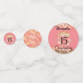 Sparkling Rose Gold Quinceñera Prinzessin Spanisch Konfetti (Rückseiten)