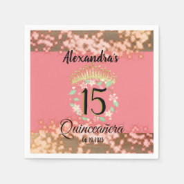Sparkling Rose Gold Quinceñera Prinzessin Spanisch Serviette