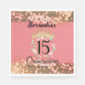 Sparkling Rose Gold Quinceñera Prinzessin Spanisch Serviette (Vorderseite)