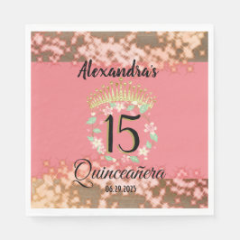 Sparkling Rose Gold Quinceñera Prinzessin Spanisch Serviette