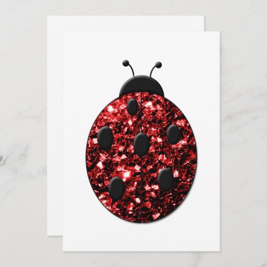 Sparkling rote Glitzern Ladybug personalisieren Einladung (Vorne/Hinten)