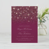 Sparkling Ruby Glitzer Hochzeitseinladungen Einladung (Stehend Vorderseite)