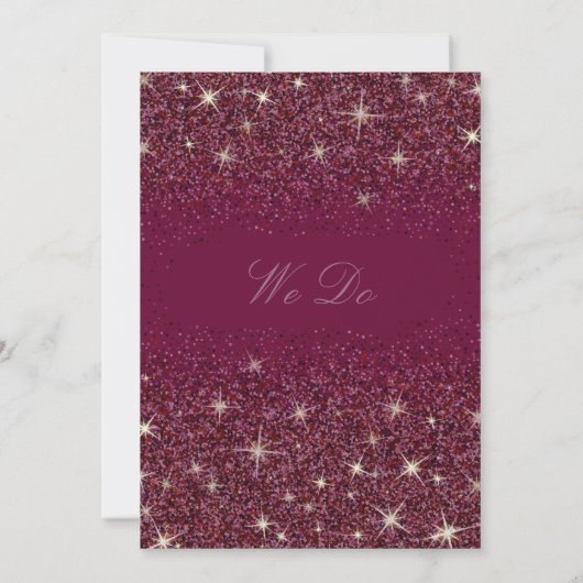 Sparkling Ruby Glitzer Hochzeitseinladungen Einladung (Rückseite)