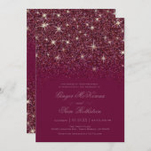 Sparkling Ruby Glitzer Hochzeitseinladungen Einladung (Vorne/Hinten)