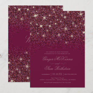 Sparkling Ruby Glitzer Hochzeitseinladungen Einladung