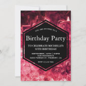 Sparkling Ruby Red Gemstone Geburtstagsparty Einladung (Vorderseite)
