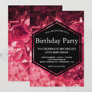 Sparkling Ruby Red Gemstone Geburtstagsparty Einladung