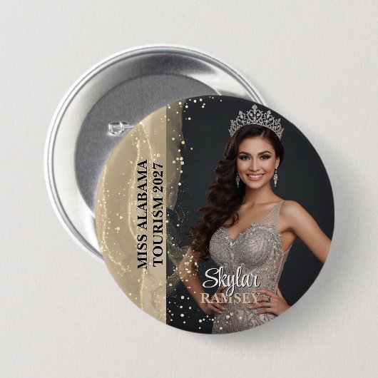 Sparkling Sand Pageant Photo Button (Vorne & Hinten)