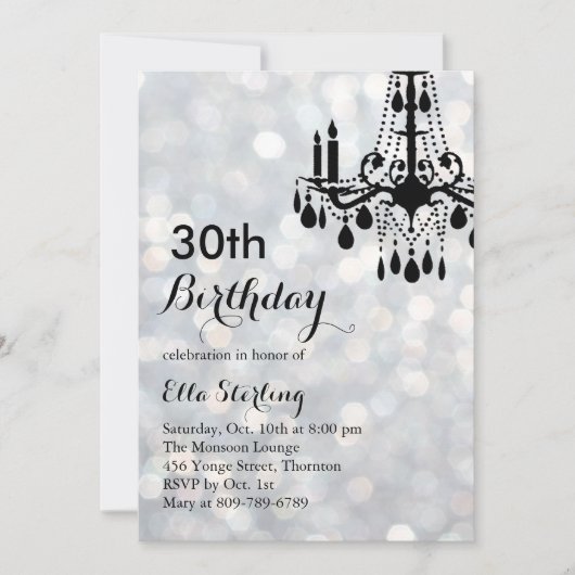Sparkling Silver Ballroom 30. Geburtstag Einladung (Vorderseite)