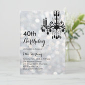 Sparkling Silver Ballroom 40. Geburtstag Einladung (Stehend Vorderseite)