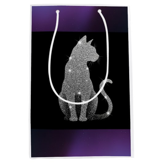 Sparkling Silver Cat Mittlere Geschenktüte (Vorderseite)