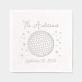 Sparkling Silver Disco Ball Personalisierte Hochze Servietten Mit Folie (Vorderseite)