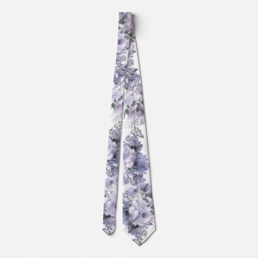 Sparkling Silver Gray Lavender Mauve Wedding Krawatte (Rückseite)