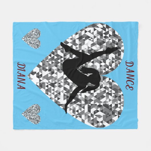 Sparkling Silver Heart Dance Fleecedecke (Vorderseite (Horizontal))