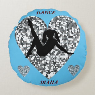 Sparkling Silver Heart Dance Rundes Kissen